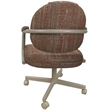 Swivel Metal Dining Caster Chair- M-70 - Red Fabric - Beige Metal