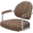 Swivel Metal Dining Caster Chair- M-70 - Red Fabric - White Metal