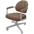 Swivel Metal Dining Caster Chair- M-70 - Red Fabric - White Metal