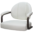 Swivel Metal Dining Caster Chair- M-70 - White Vinyl - Brown Metal