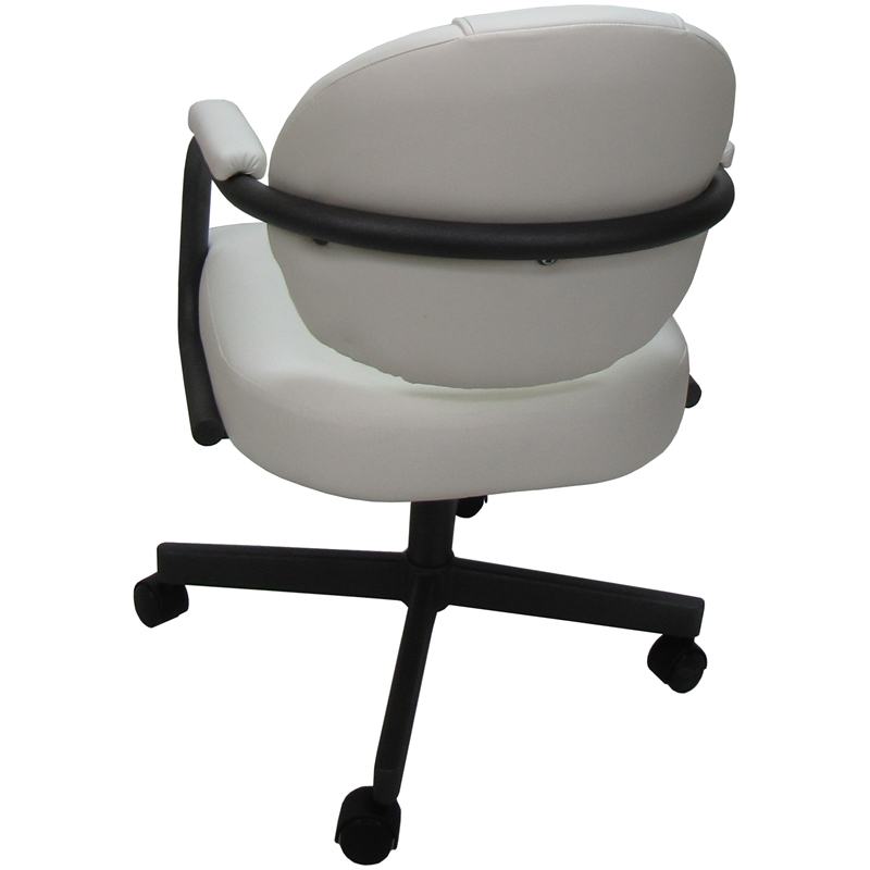Swivel Metal Dining Caster Chair- M-70 - White Vinyl - Gray Metal