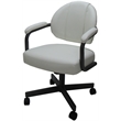 Swivel Metal Dining Caster Chair- M-70 - White Vinyl - Gray Metal