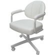 Swivel Metal Dining Caster Chair- M-70 - White Vinyl - White Metal