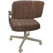 Swivel Metal Dining Caster Chair- M-110 - Red Fabric - Beige Frame