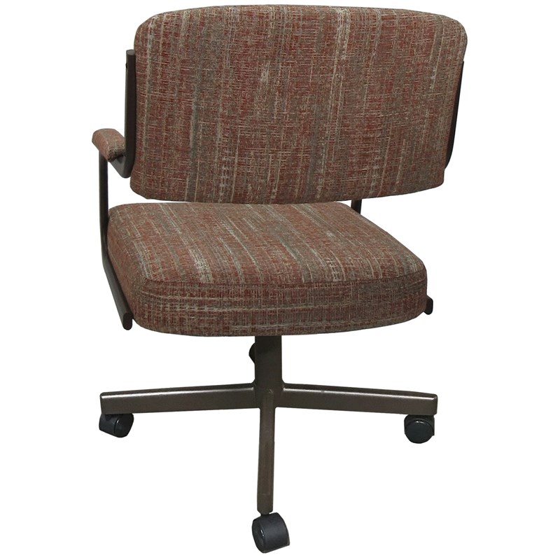 Swivel Metal Dining Caster Chair- M-110 - Red Fabric - Brown Frame