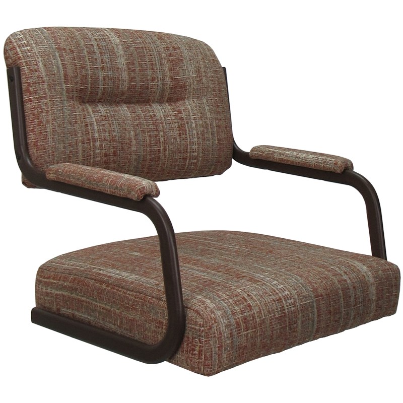 Swivel Metal Dining Caster Chair- M-110 - Red Fabric - Brown Frame
