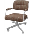 Swivel Metal Dining Caster Chair- M-110 - Red Fabric - White Frame