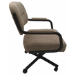 Swivel Metal Dining Caster Chair- M-110 - Basin Beige Fabric - Brown Frame