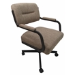 Swivel Metal Dining Caster Chair- M-110 - Basin Beige Fabric - Brown Frame