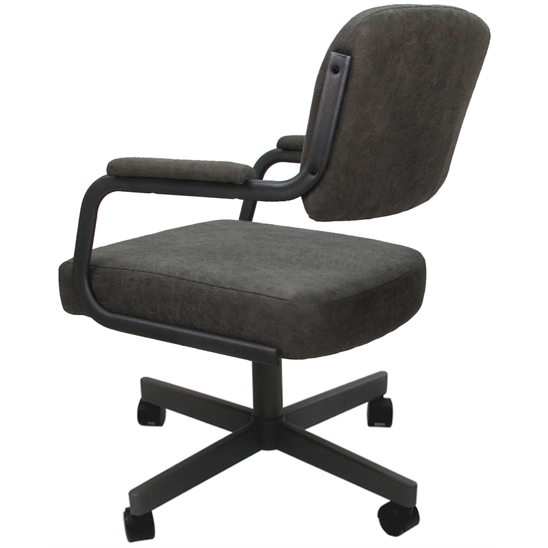 Swivel Metal Dining Caster Chair- M-110 - Dark Gray Fabric - Gray Frame