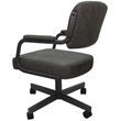 Swivel Metal Dining Caster Chair- M-110 - Dark Gray Fabric - Gray Frame