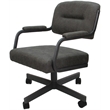Swivel Metal Dining Caster Chair- M-110 - Dark Gray Fabric - Gray Frame