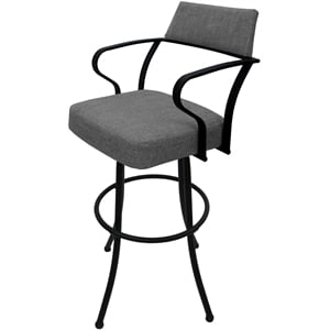 Carolina Extra Tall 34&quot Swivel Metal Bar Stool - Mojave Gray Fabric -Black Frame