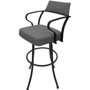 Carolina Extra Tall 34&quot Swivel Metal Bar Stool - Mojave Gray Fabric - Gray Frame