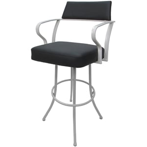 Carolina Extra Tall 34&quot Swivel Metal Bar Stool - Gray Vinyl - White Frame