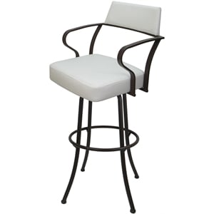 Carolina Extra Tall 34&quot Swivel Metal Bar Stool - White Vinyl - Brown Frame