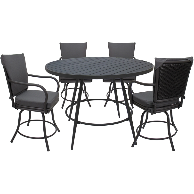 Outdoor/Indoor Patio Dining Set - Ofir - Dark Gray Linen - Gray