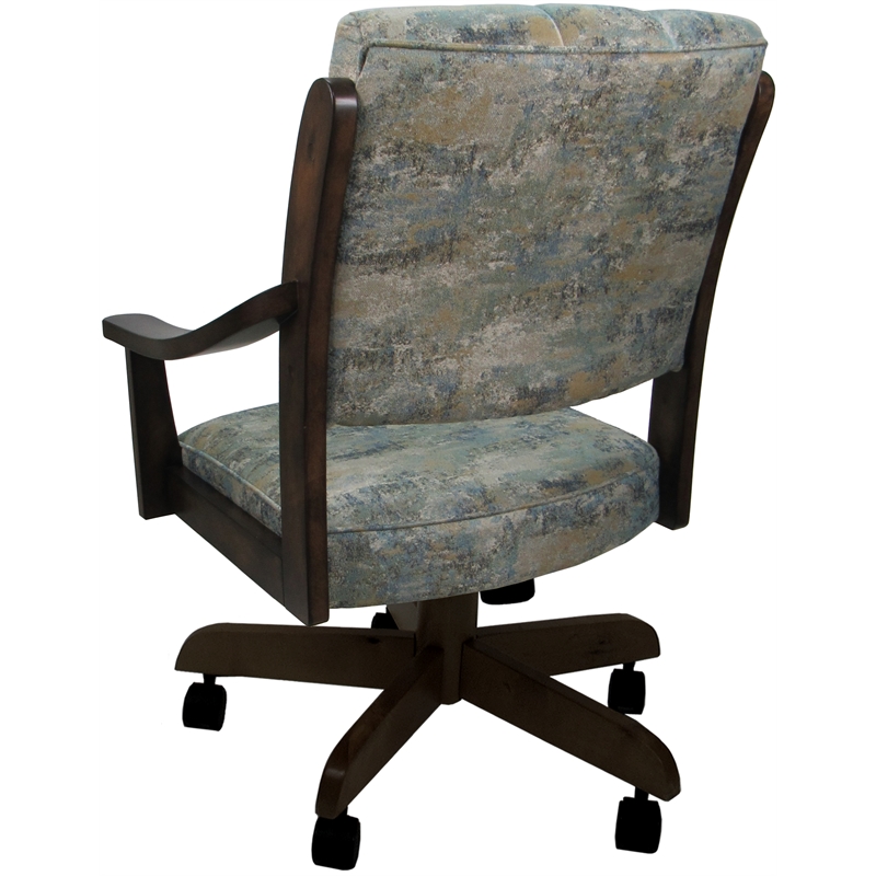 Caster Solid Wood Dining Chair - Casa - Poet Sky Blue Fabric on Brown
