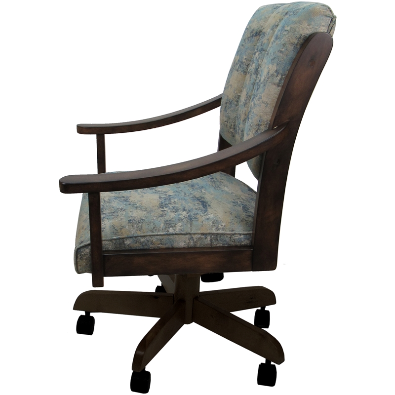 Caster Solid Wood Dining Chair - Casa - Poet Sky Blue Fabric on Brown