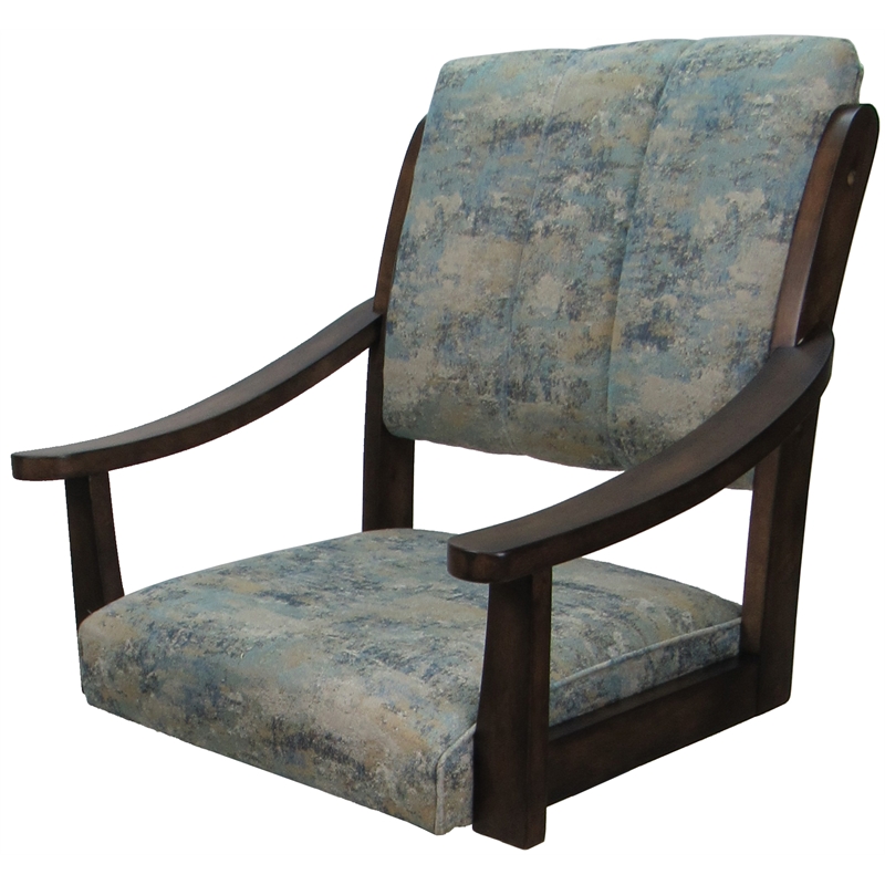 Caster Solid Wood Dining Chair - Casa - Poet Sky Blue Fabric on Brown