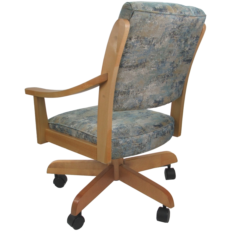 Caster Solid Wood Dining Chair - Casa - Poet Sky Blue Fabric on Natural