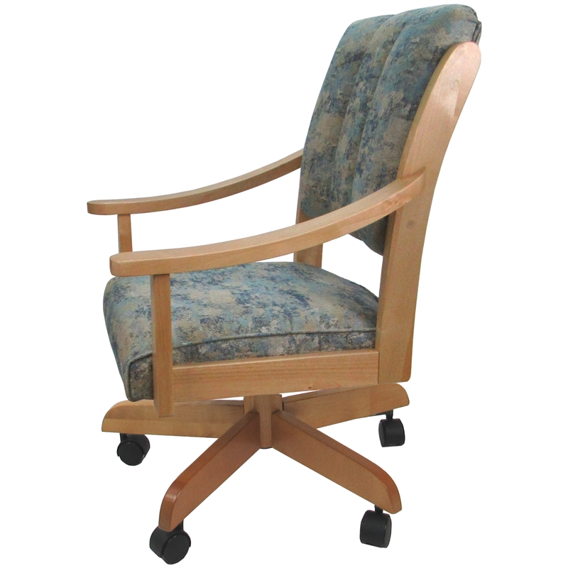 Caster Solid Wood Dining Chair - Casa - Poet Sky Blue Fabric on Natural
