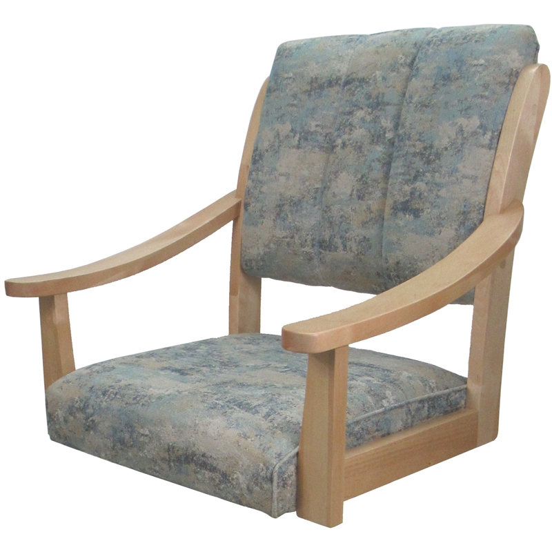 Caster Solid Wood Dining Chair - Casa - Poet Sky Blue Fabric on Natural