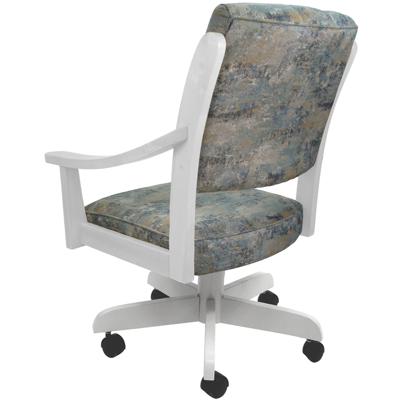 Caster Solid Wood Dining Chair - Casa - Poet Sky Blue Fabric on White