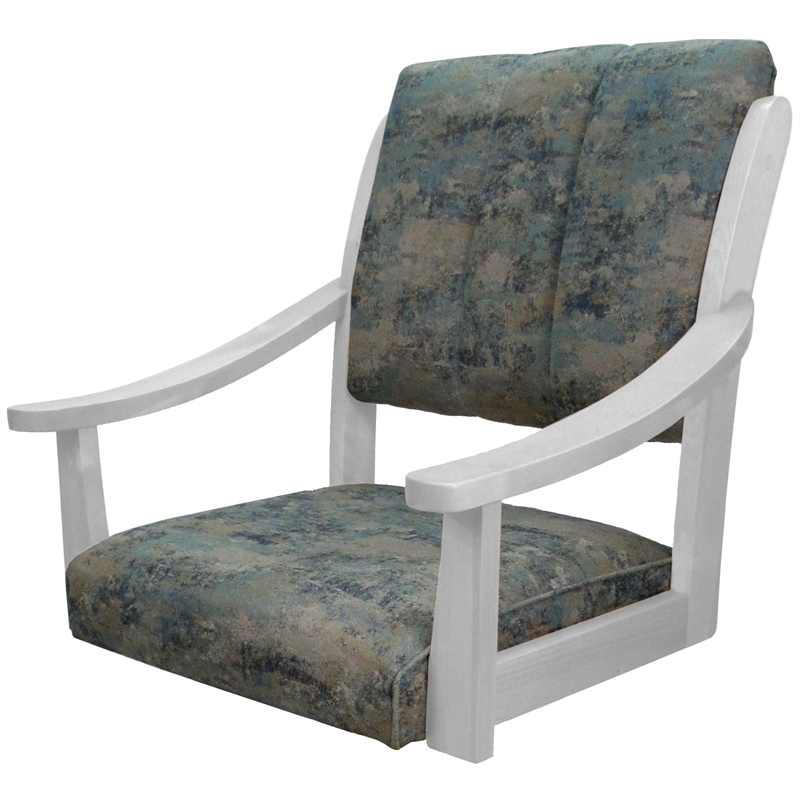 Caster Solid Wood Dining Chair - Casa - Poet Sky Blue Fabric on White