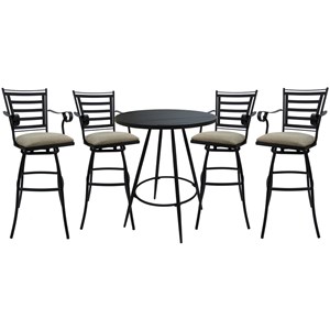 Outdoor/Indoor Pub Set - Jenna 30&quot Stool with Arms - Knobbly Taupe-Black Frame