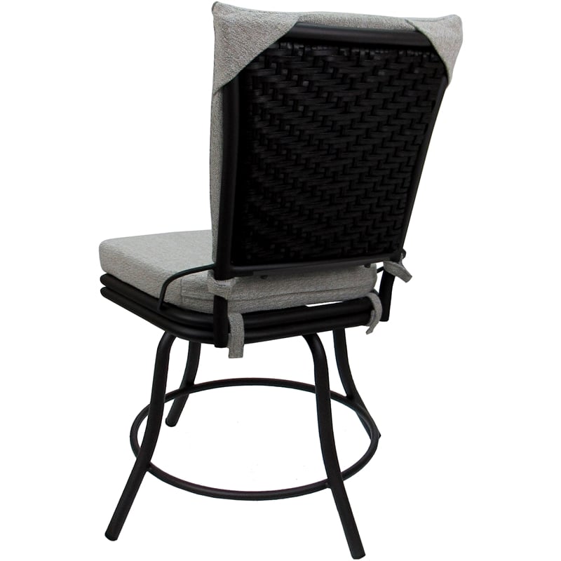 Outdoor/Indoor Patio Dining Chair - Ofir without Arms - White Linen - Black