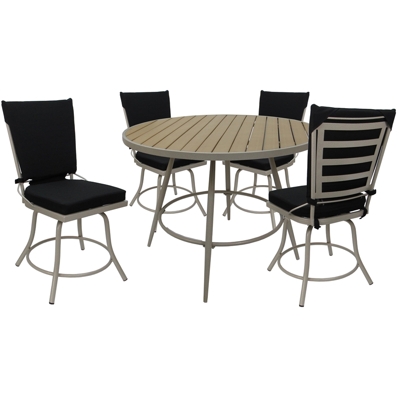 Outdoor or Indoor Metal Patio Dining Set - Jamey Armless - Black Fabric - Beige
