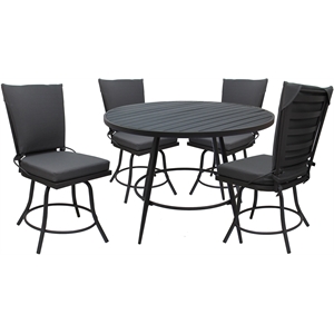 Outdoor or Indoor Patio Dining Set - Jamey Armless - Dark Gray Fabric - Gray