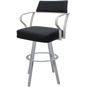 Carolina Swivel Extra Tall 34&quot Metal WB Stool - Black Vinyl - White