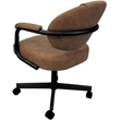 Swivel Metal Dining Caster Chair- M-70 - Pecan Brown Vinyl - Black