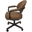 Swivel Metal Dining Caster Chair- M-70 - Pecan Brown Vinyl - Brown