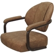 Swivel Metal Dining Caster Chair- M-70 - Pecan Brown Vinyl - Brown