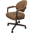 Swivel Metal Dining Caster Chair- M-70 - Pecan Brown Vinyl - Brown