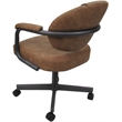 Swivel Metal Dining Caster Chair- M-70 - Pecan Brown Vinyl - Gray