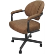 Swivel Metal Dining Caster Chair- M-70 - Pecan Brown Vinyl - Gray