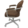 Swivel Metal Dining Caster Chair- M-70 - Pecan Brown Vinyl - White