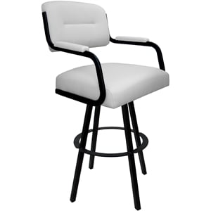 Swivel Metal Extra Tall Stool 34&quot Seat - M-110 WB - White Vinyl - Black