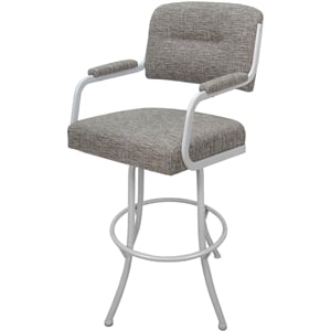 Swivel Metal Extra Tall Stool 34&quot Seat - M-110 - Jetty June Tan Fabric - White