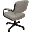 Swivel Metal Dining Caster Chair- M-110 - Jetty June Tan Fabric - Black