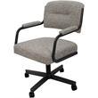 Swivel Metal Dining Caster Chair- M-110 - Jetty June Tan Fabric - Black