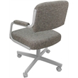 Swivel Metal Dining Caster Chair- M-110 - Jetty June Tan Fabric - White