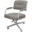 Swivel Metal Dining Caster Chair- M-110 - Jetty June Tan Fabric - White