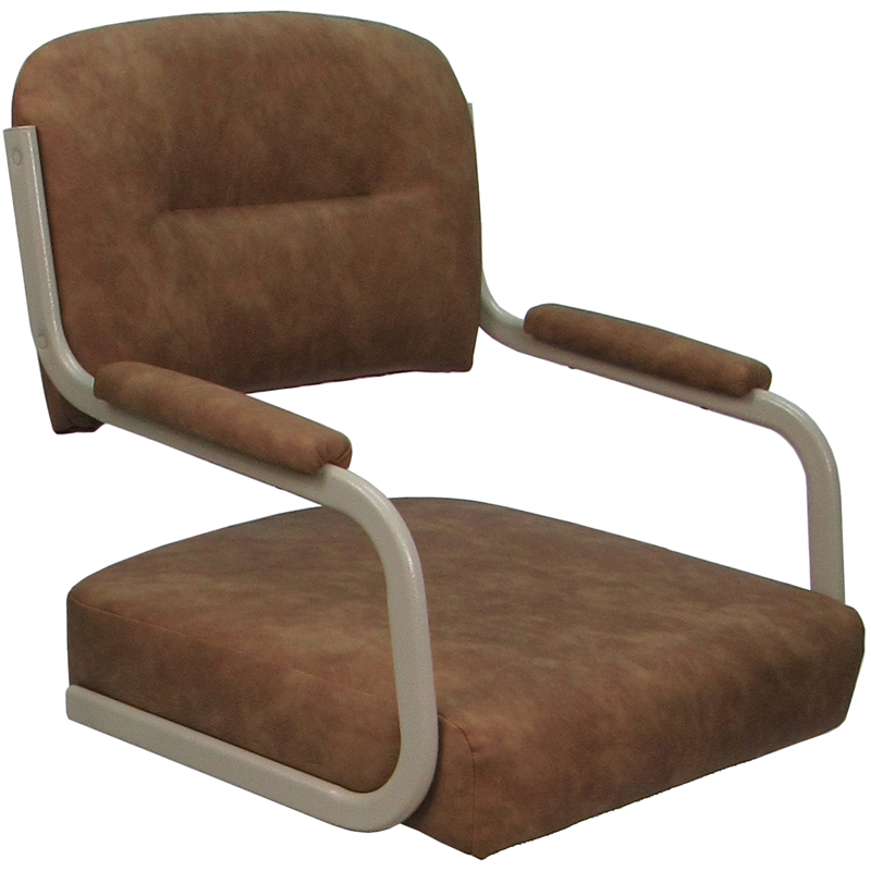 Swivel Metal Dining Caster Chair- M-110 - Pecan Brown Vinyl - Beige