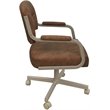 Swivel Metal Dining Caster Chair- M-110 - Pecan Brown Vinyl - Beige