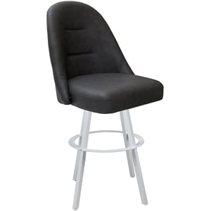 Swivel Metal Extra Tall Bar Stool 34&quot Seat - M-235 WB - Gray Vinyl - White